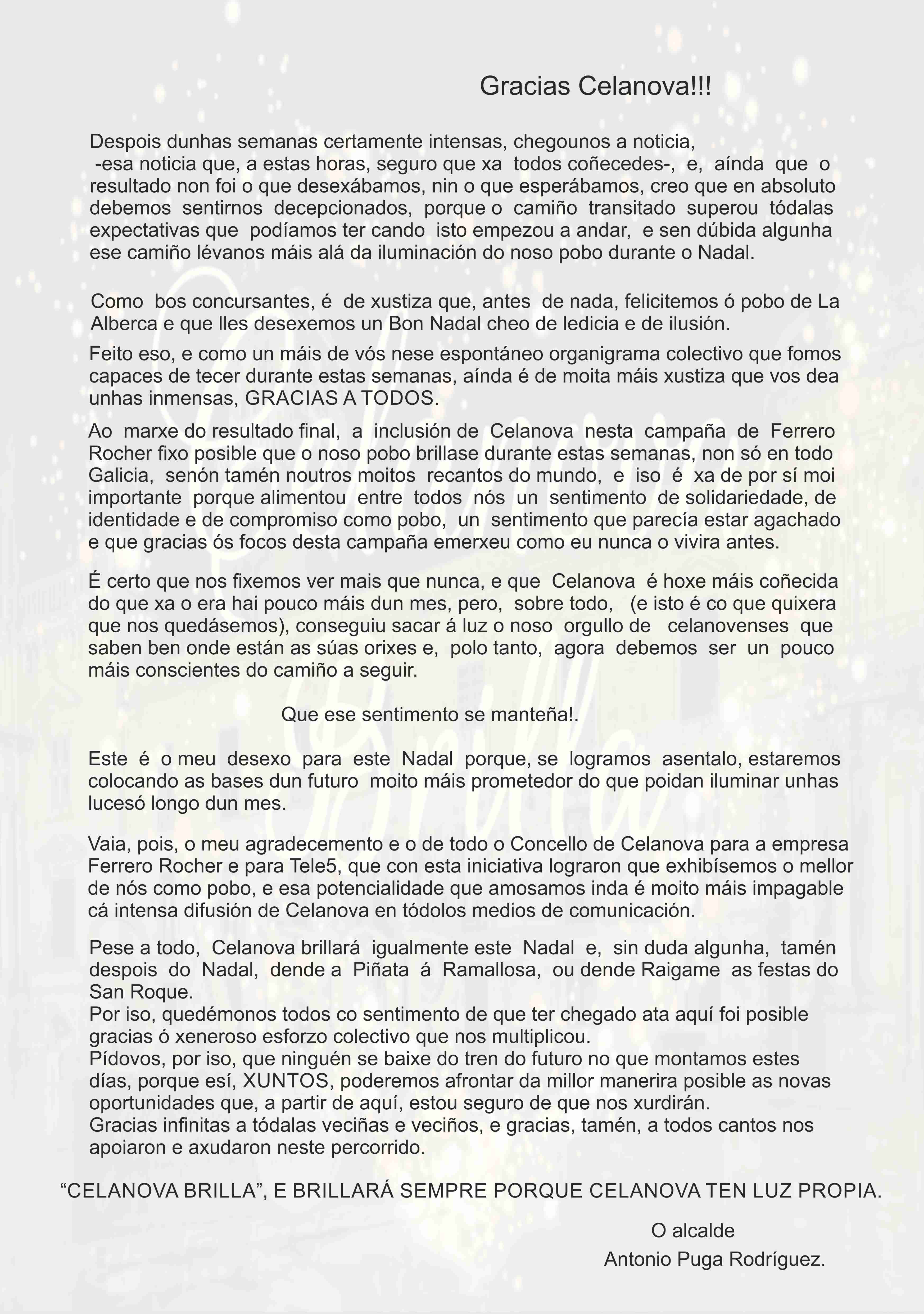 Mensaxe do alcalde, Antonio Puga Rodríguez